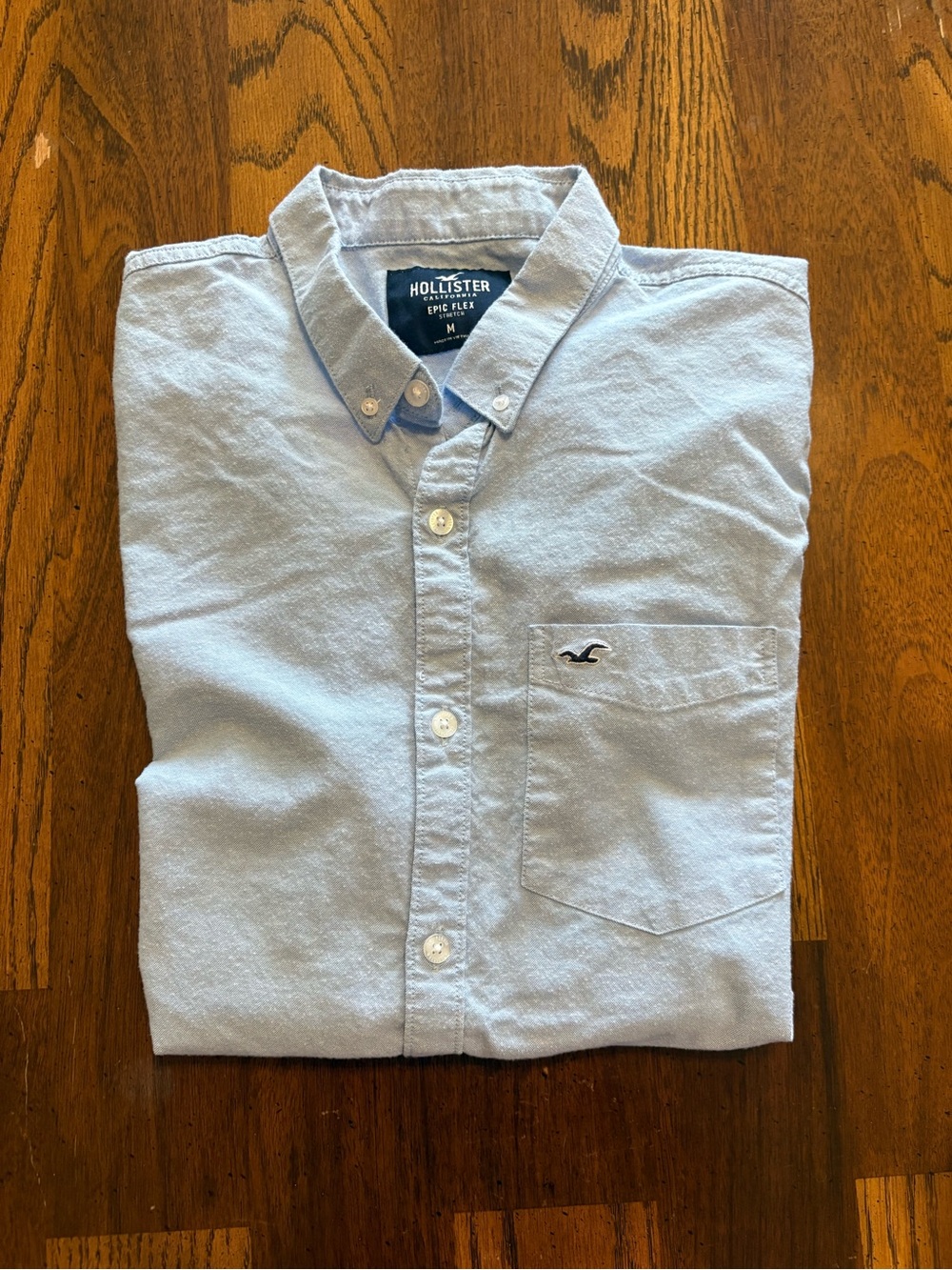 Hollister Men’s Pale Blue Button-Down Casual Shirt
